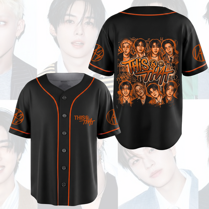 Stray Kids This That Album Baseball-Trikot Orange Graffiti Fan-Art Streetwear Geschenke für Stay
