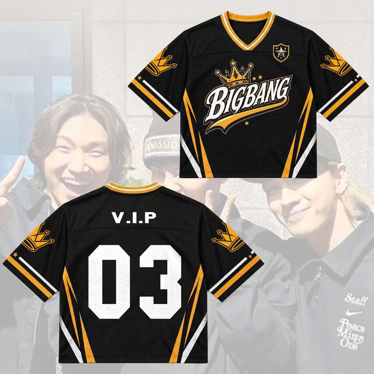 BIGBANG Crown Gelbes gemischtes Netz-Trikot Cosmos Tour Geschenk für Fans