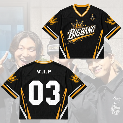 BIGBANG Crown Gelbes gemischtes Netz-Trikot Cosmos Tour Geschenk für Fans