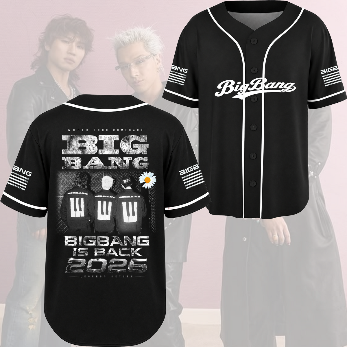 BIGBANG World Tour Comeback Baseballtrikot Retro Konzert-Outfit Geschenk für Fans