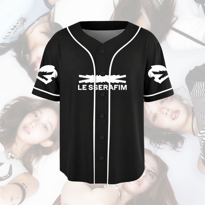Schickes, minimalistisches LE SSERAFIM Pureflow Tour Baseball-Jersey, Unisex Streetwear-Geschenk für Fans