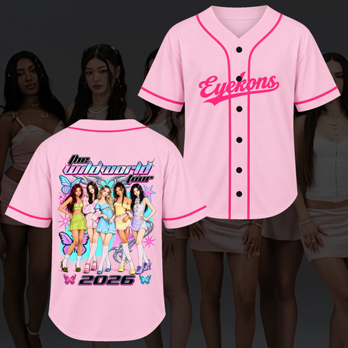 Feral The Wildworld Tour Katseye Y2K Pink Pop Baseballtrikot Geschenk für Fans