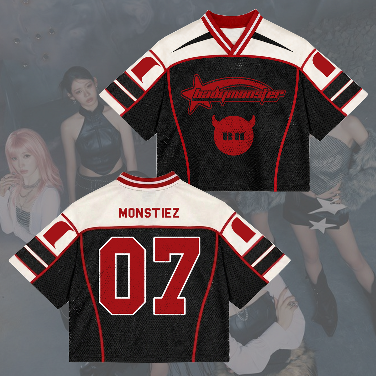 Powerful Choom World Tour Babymonster Sportliches Mesh-Jersey Fanartikel