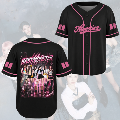 Dramatisches The Choom World Tour Babymonster Pink Pop Baseballtrikot für Monstiez