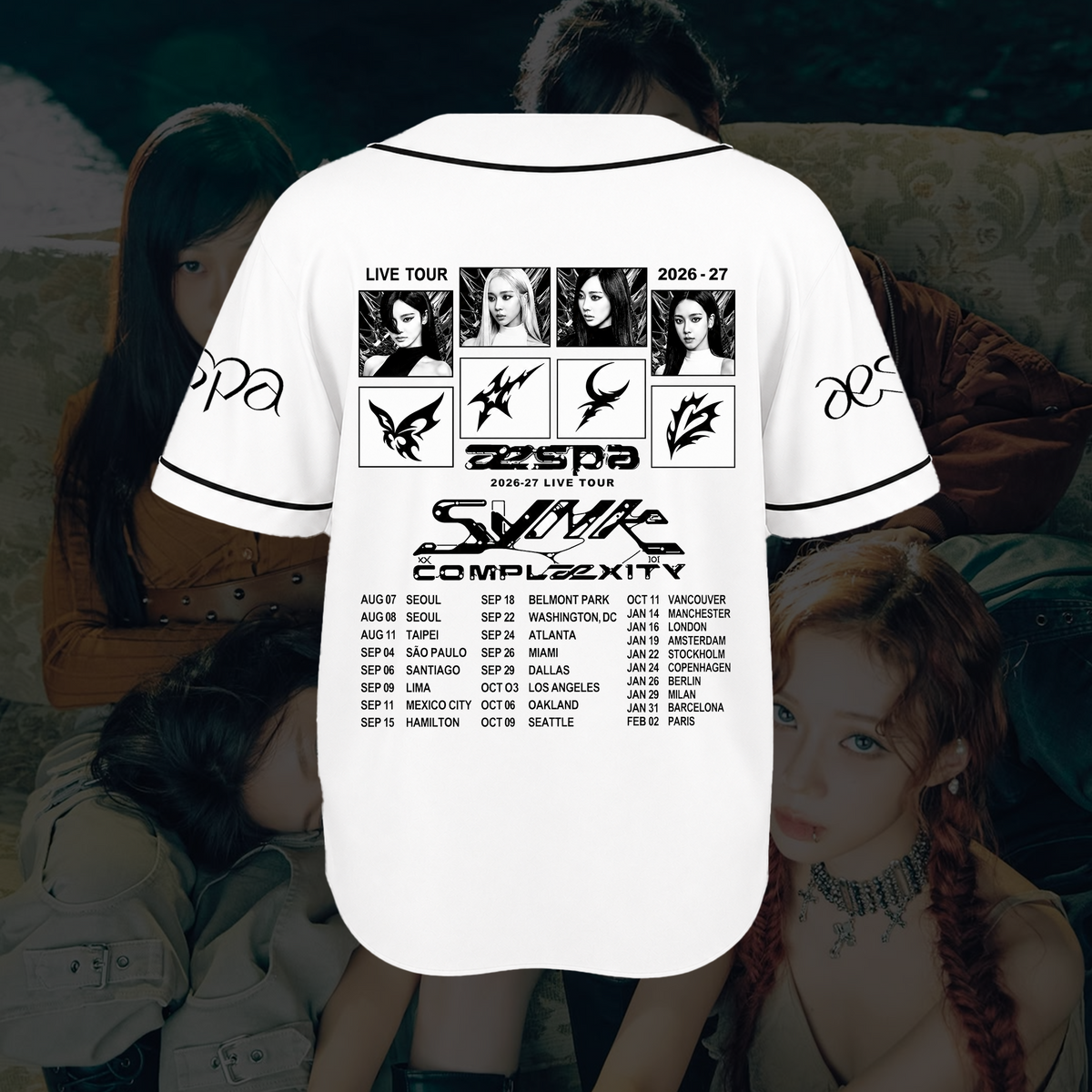 Premium aespa SYNK COMPLEXITY Tour Baseball-Jersey Lemonade Geschenk für Fans