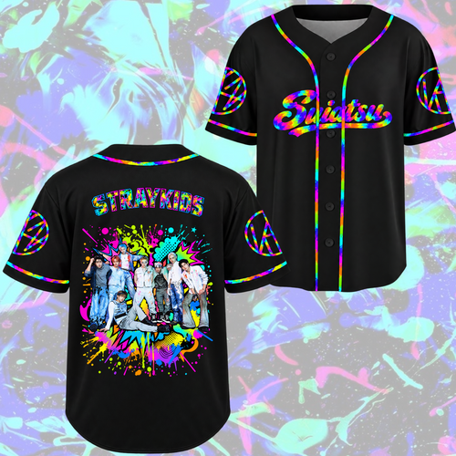 Stray Kids Run It World Tour Baseball-Trikot Edgy Streetwear Geschenk für Fans
