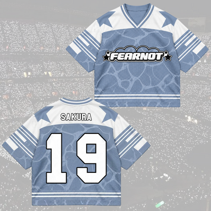 LE SSERAFIM Made My Night Tour Petrolfarbenes/Pinkes Mixed-Mesh-Trikot Fan-Geschenke