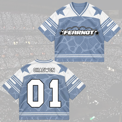LE SSERAFIM Made My Night Tour Petrolfarbenes/Pinkes Mixed-Mesh-Trikot Fan-Geschenke