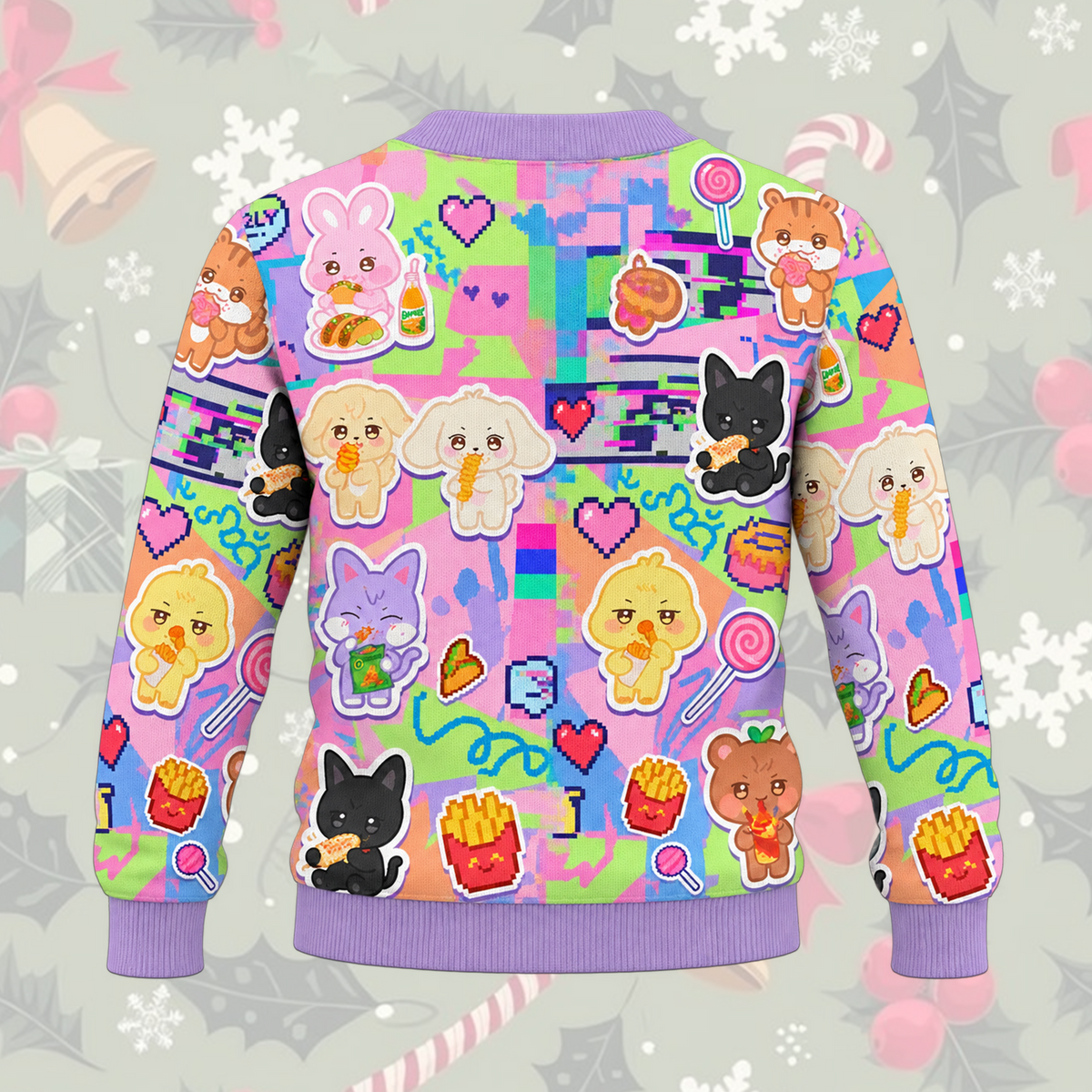 Vibrant ATEEZ All Members Mascot Psychedelic Glitch Cardigan For Atiny