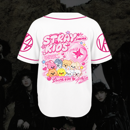 Bezauberndes Skzoo Stray Kids Forever süßes Cartoon-Maskottchen Baseballtrikot Geschenk für Fans