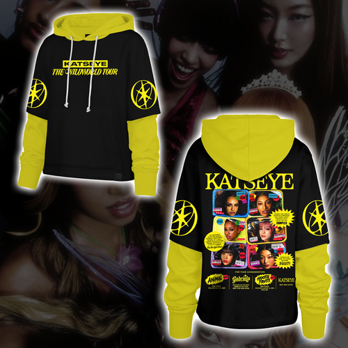 Katseye The Wildworld Tour Retro Streetwear Pop-Punk Shortstop Hoodie Fan-Merchandise