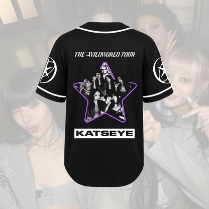 KATSEYE The Wild World Tour Baseballtrikot Mystic Purple Neon Star Outfit Geschenk für Eyekons