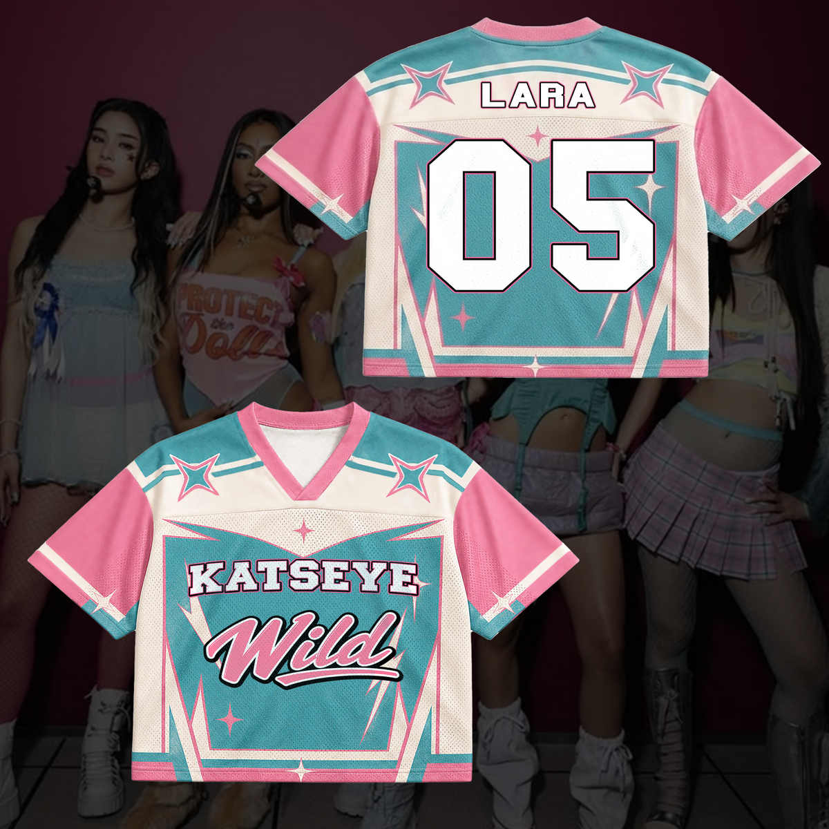 Pastel KATSEYE The Wildworld Tour Mixed-Mesh-Trikot, cooles Geschenk für Fans