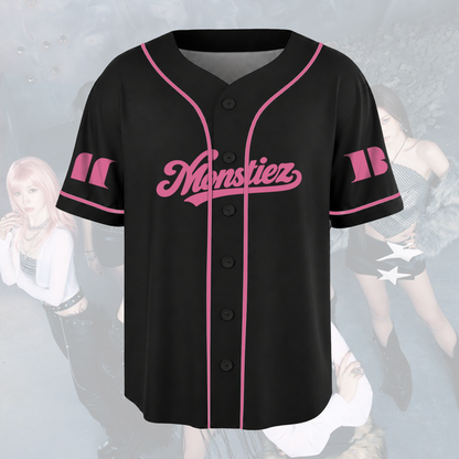 Dramatisches The Choom World Tour Babymonster Pink Pop Baseballtrikot für Monstiez