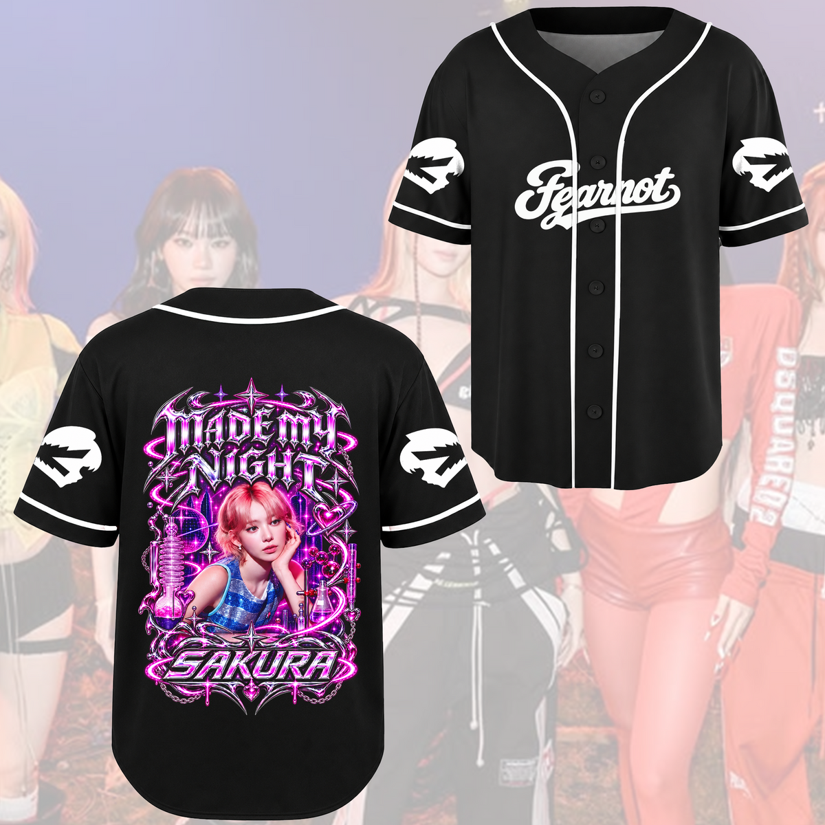 Ästhetisches Electric LE SSERAFIM Make My Night Baseball-Trikot Geschenk für Fearnot