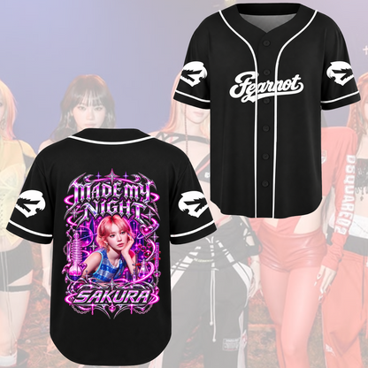 Ästhetisches Electric LE SSERAFIM Make My Night Baseball-Trikot Geschenk für Fearnot