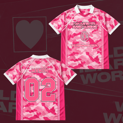 Katseye The Wildworld Tour Baseballshirt mit Flügel-Ausschnitt in Pink Camo Geschenk für Fans
