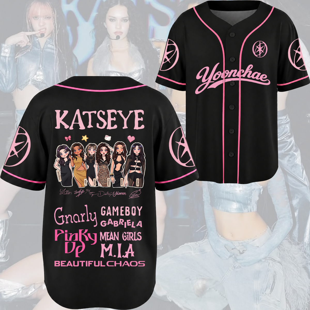 Pinky Katseye The Wildworld Tour Baseballtrikot Fan-Edition