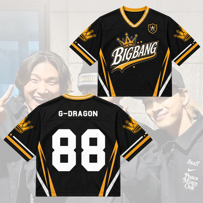 BIGBANG Crown Gelbes gemischtes Netz-Trikot Cosmos Tour Geschenk für Fans