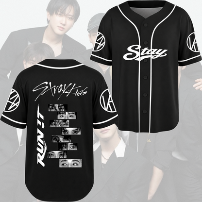 Fierce Gaze Run It World Tour Stray Kids Baseball-Trikot Geschenk für Fans