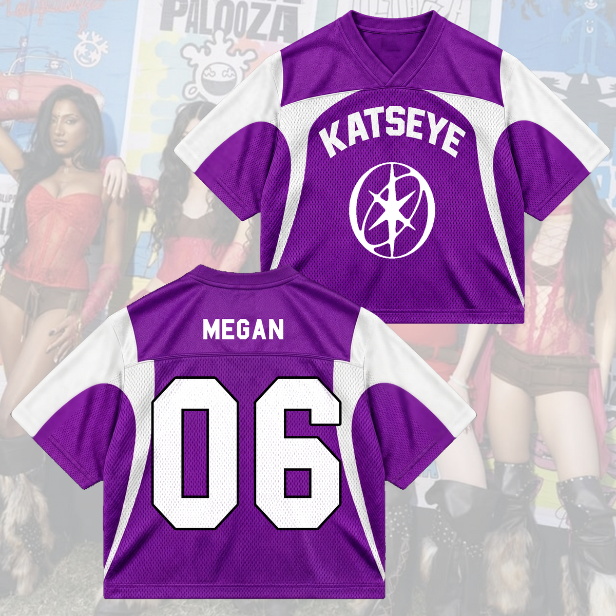 KATSEYE Wild Tour Sporty Purple Mixed Mesh Jersey für EYEKONS