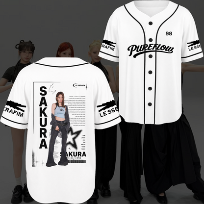Le Sserafim Chronicles Pureflow World Tour Baseball-Trikot Geschenk für Fans