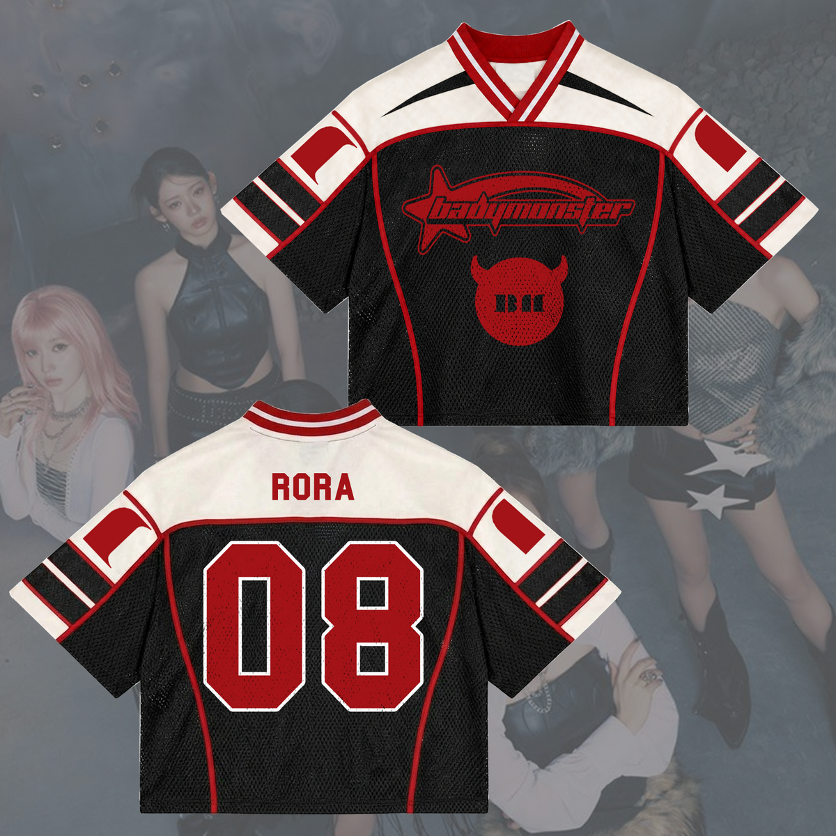 Powerful Choom World Tour Babymonster Sportliches Mesh-Jersey Fanartikel