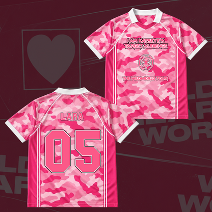 Katseye The Wildworld Tour Baseballshirt mit Flügel-Ausschnitt in Pink Camo Geschenk für Fans