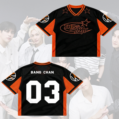 Retro Stray Kids This That Mixed Mesh Jersey Run It Tour Geschenk für Fans