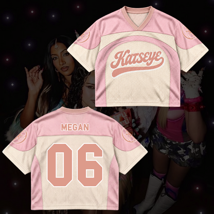KATSEYE The Wildworld Tour Pinkfarbenes gemischtes Mesh-Trikot Geschenk an die Fans