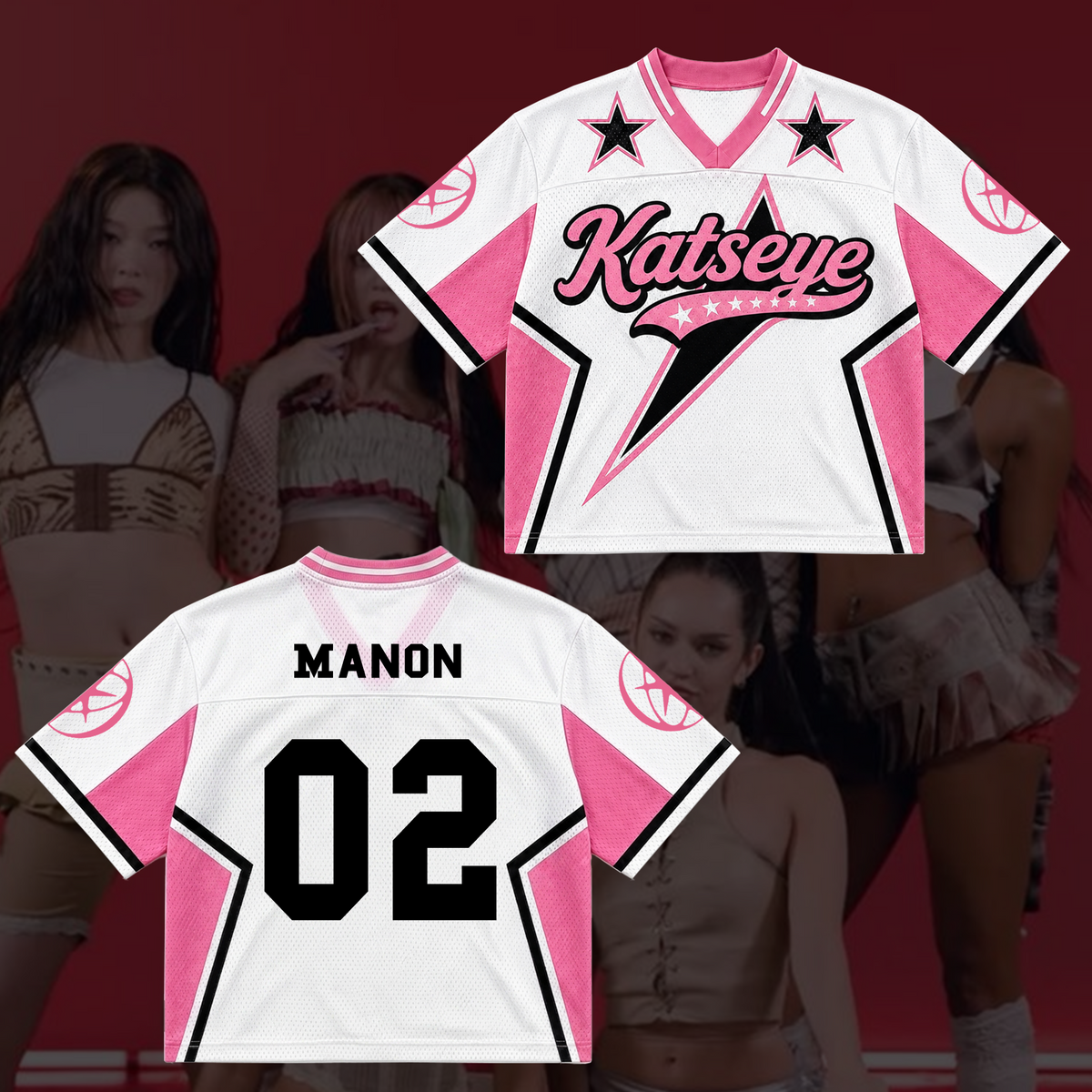 Sporty Chic Katseye Mix-Mesh-Jersey Konzert-Outfit Geschenk für Eyekons