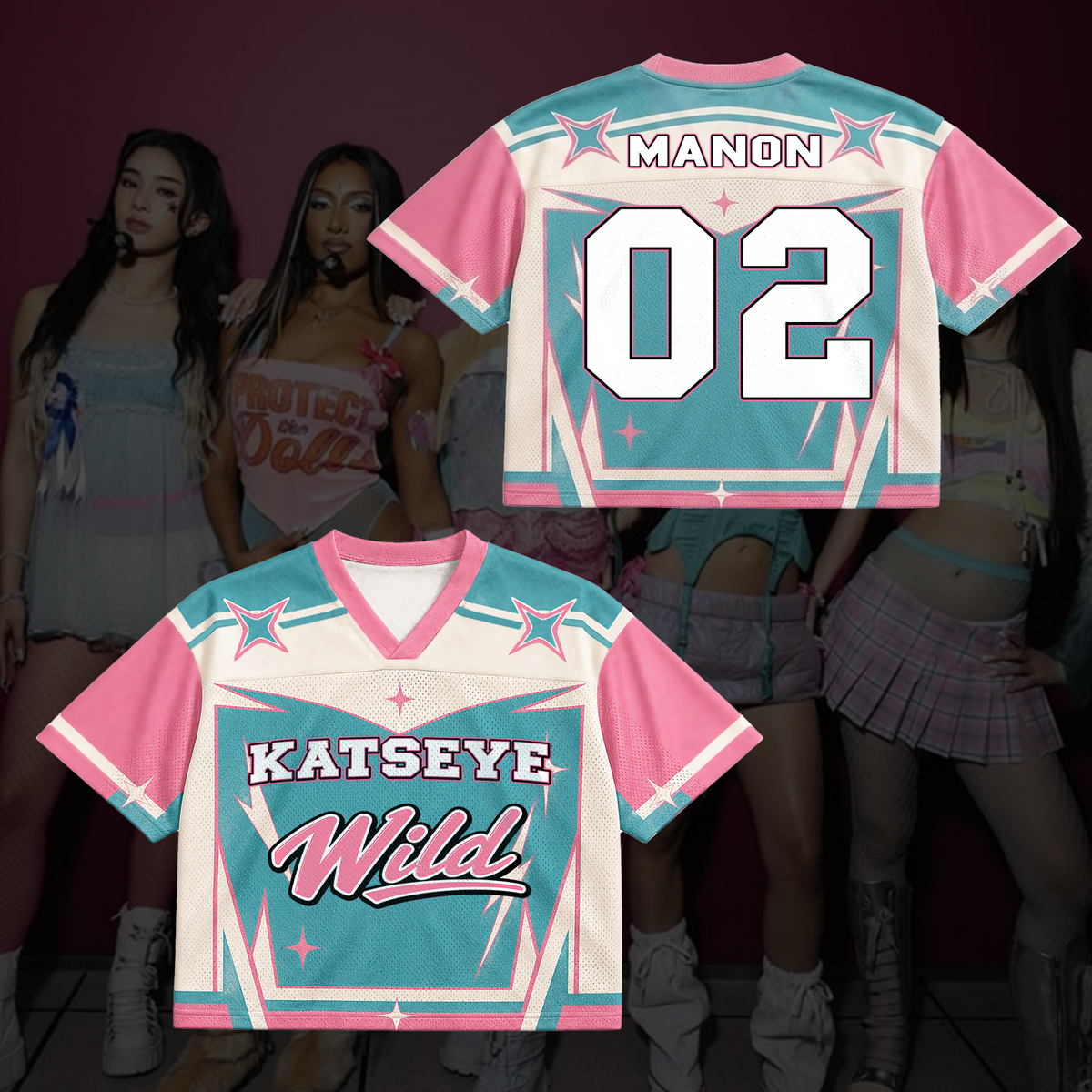 Pastel KATSEYE The Wildworld Tour Mixed-Mesh-Trikot, cooles Geschenk für Fans