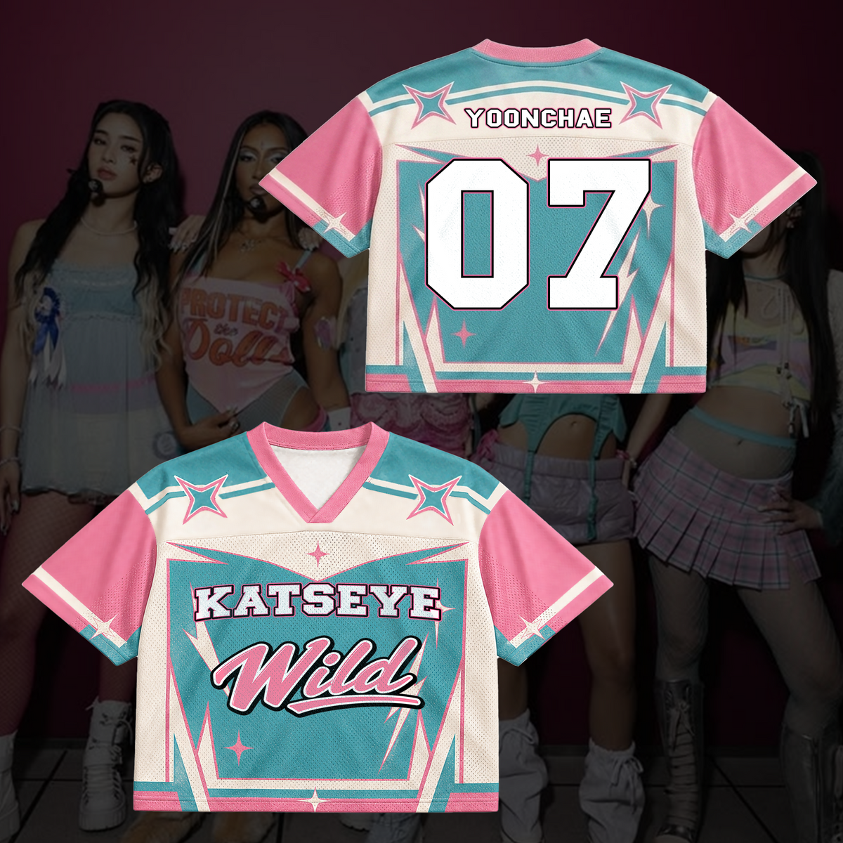 Pastel KATSEYE The Wildworld Tour Mixed-Mesh-Trikot, cooles Geschenk für Fans
