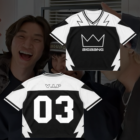 Retro BIGBANG Crown Mixed-Mesh-Trikot Cosmos Konzert-Outfit perfektes Geschenk für Fans