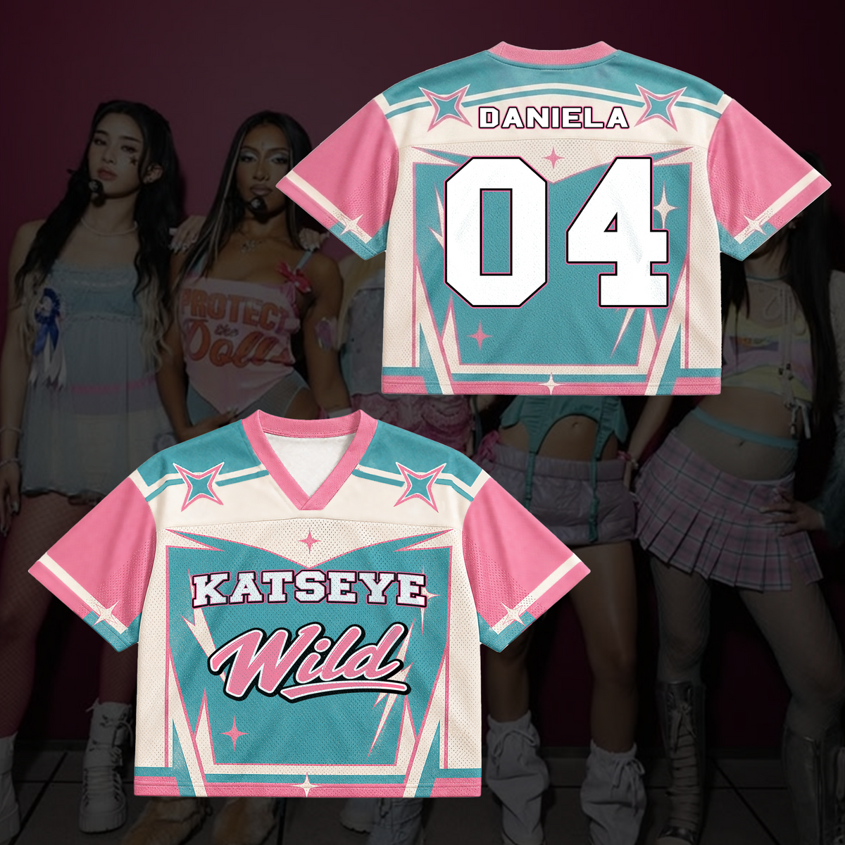 Pastel KATSEYE The Wildworld Tour Mixed-Mesh-Trikot, cooles Geschenk für Fans