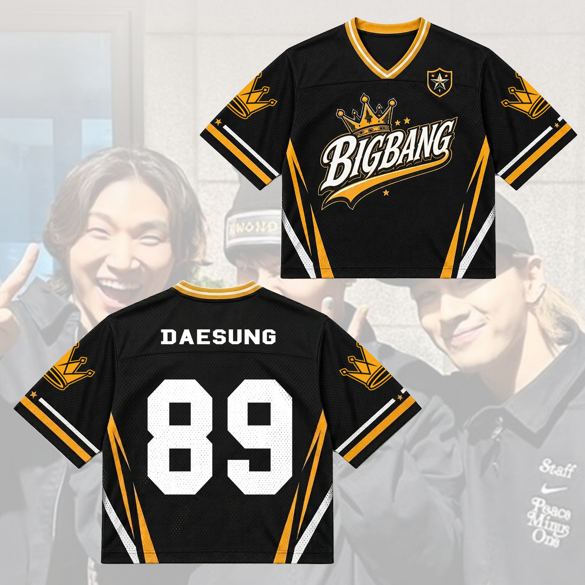 BIGBANG Crown Gelbes gemischtes Netz-Trikot Cosmos Tour Geschenk für Fans