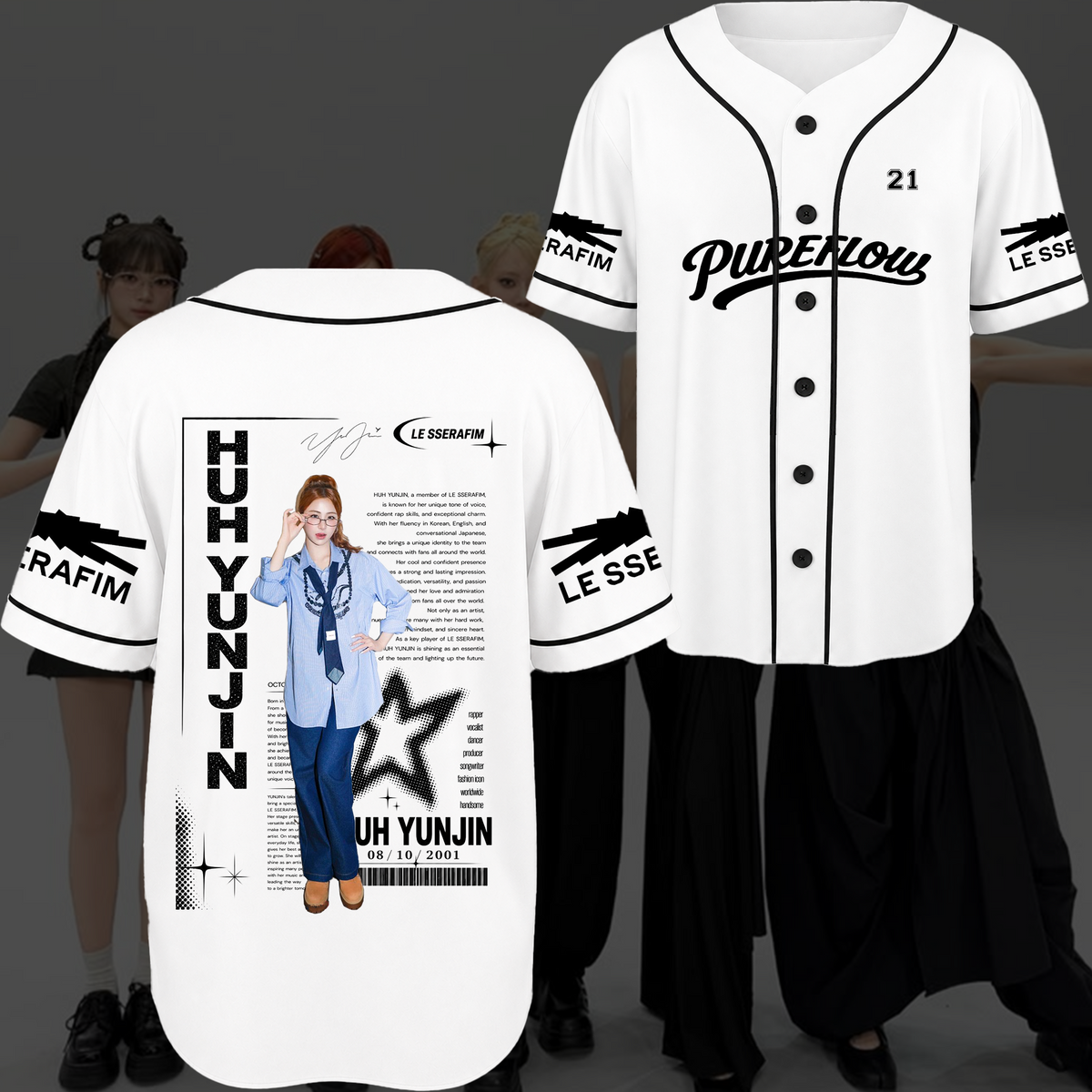 Le Sserafim Chronicles Pureflow World Tour Baseball-Trikot Geschenk für Fans