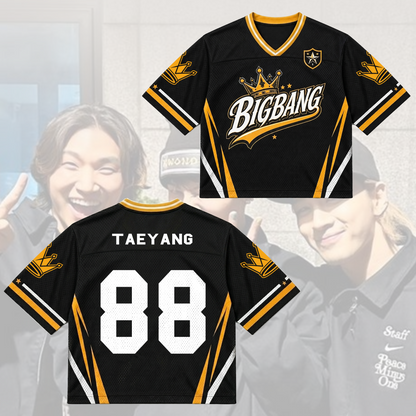 BIGBANG Crown Gelbes gemischtes Netz-Trikot Cosmos Tour Geschenk für Fans