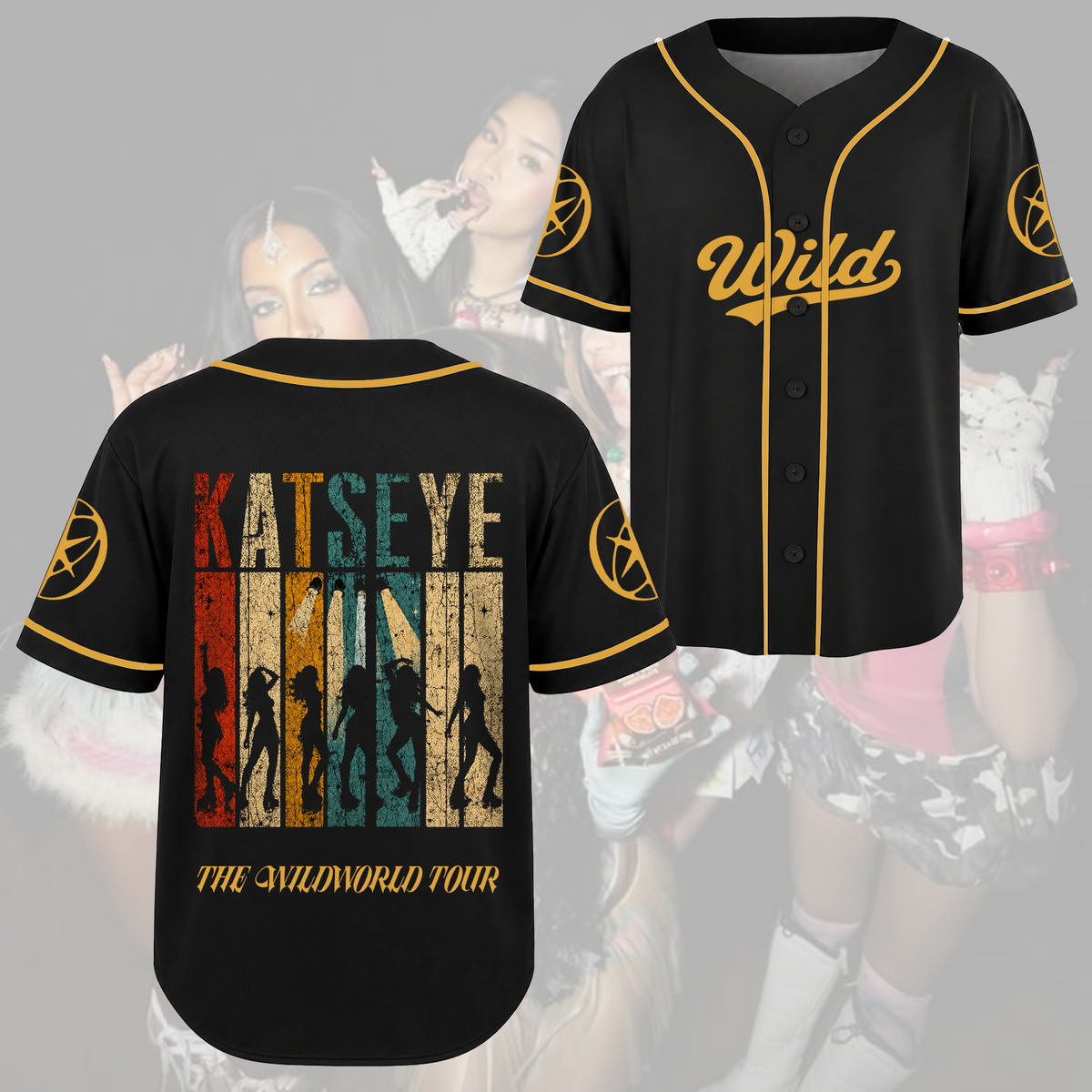 KATSEYE Vintage-Baseballtrikot im Distressed-Look – Geschenk für Fans