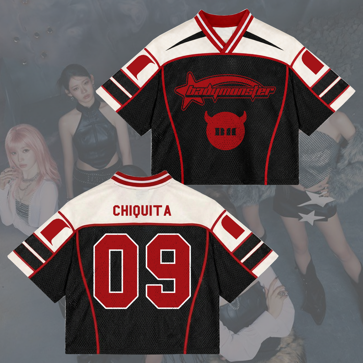 Powerful Choom World Tour Babymonster Sportliches Mesh-Jersey Fanartikel