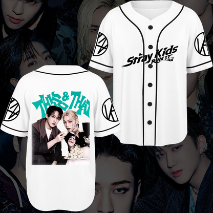 Stray Kids Baseball-Trikot „Run It“-Tour Weiß Varsity Fan-Geschenke