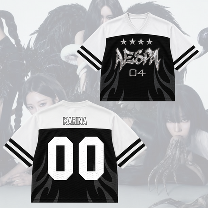 Monochromatisches Aespa Synk Complexity Tour Mixed Mesh Jersey Fan-Edition
