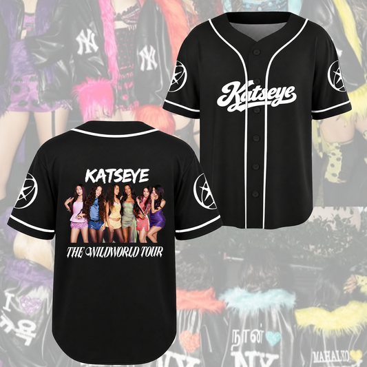 Retro Katseye The Wildworld Tour Streetwear Baseball-Trikot Geschenk für Fans