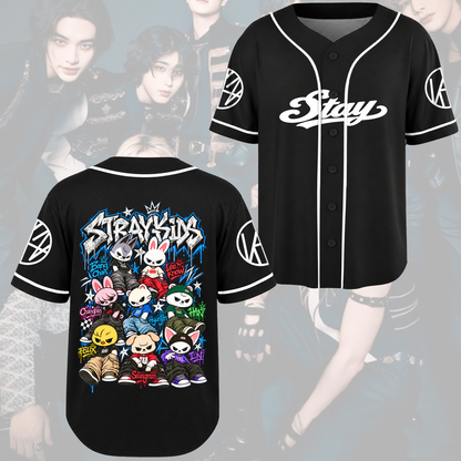 Bezauberndes Skzoo Stray Kids Forever süßes Cartoon-Maskottchen Baseballtrikot Geschenk für Fans