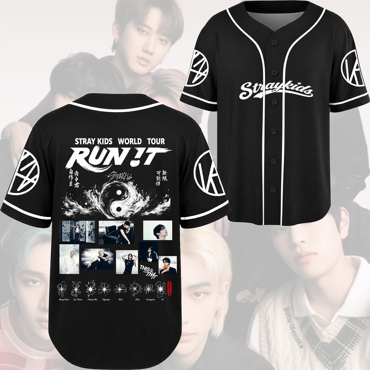 Stray Kids Run It Tour Symbol-Stern-Baseballtrikot Stay-Edition