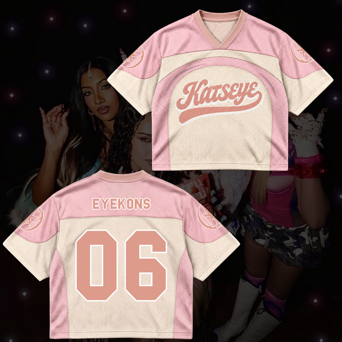 KATSEYE The Wildworld Tour Pinkfarbenes gemischtes Mesh-Trikot Geschenk an die Fans