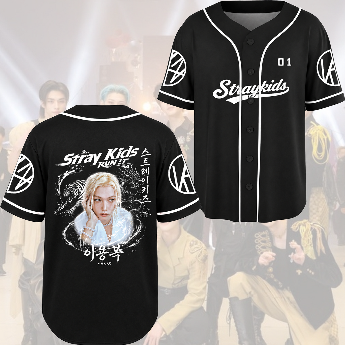 Stray Kids Run It World Tour Rebel Orient Streetwear Baseballtrikot Geschenk für Fans