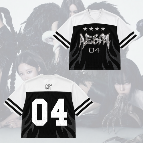 Monochromatisches Aespa Synk Complexity Tour Mixed Mesh Jersey Fan-Edition