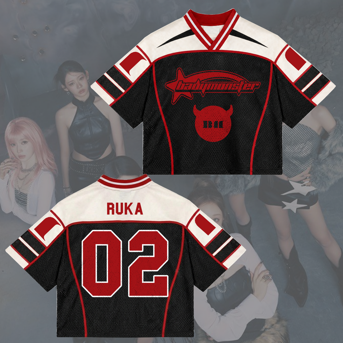 Powerful Choom World Tour Babymonster Sportliches Mesh-Jersey Fanartikel