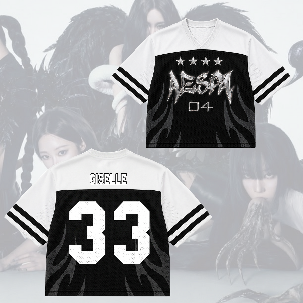 Monochromatisches Aespa Synk Complexity Tour Mixed Mesh Jersey Fan-Edition